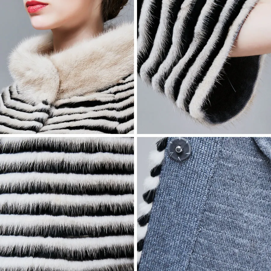 Genuine Mink Fur with Rabbit Fur Coat