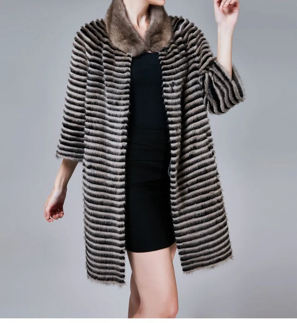 Genuine Mink Fur with Rabbit Fur Coat
