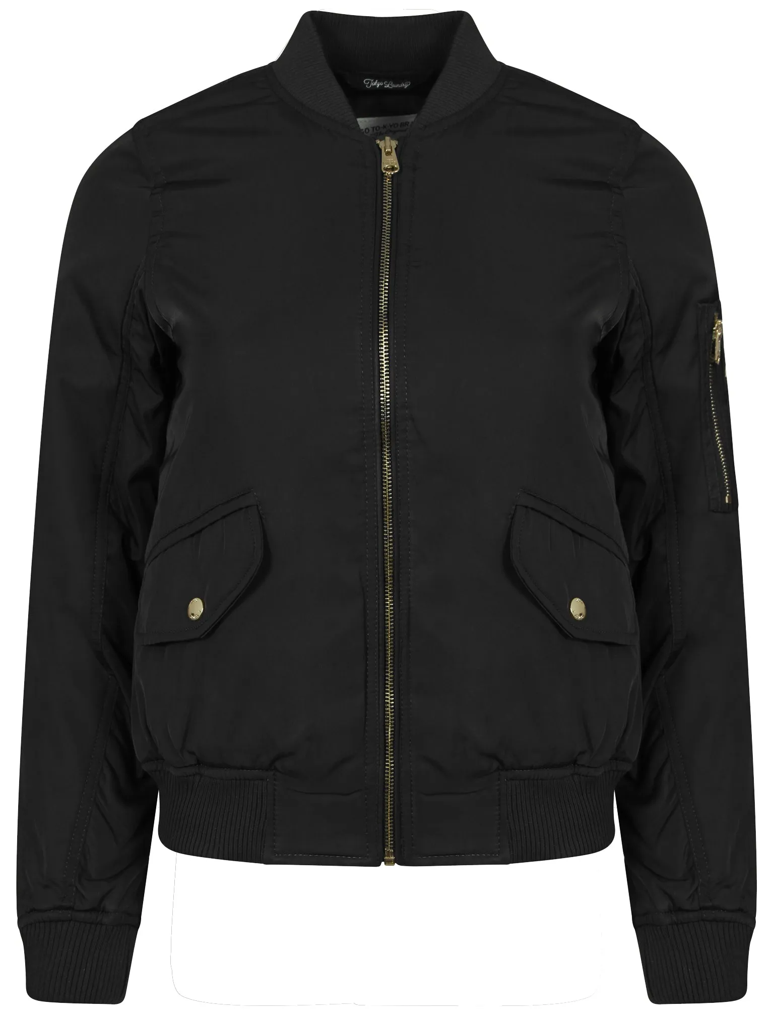 Georgie Zip Up Bomber Jacket in Black - Tokyo Laundry