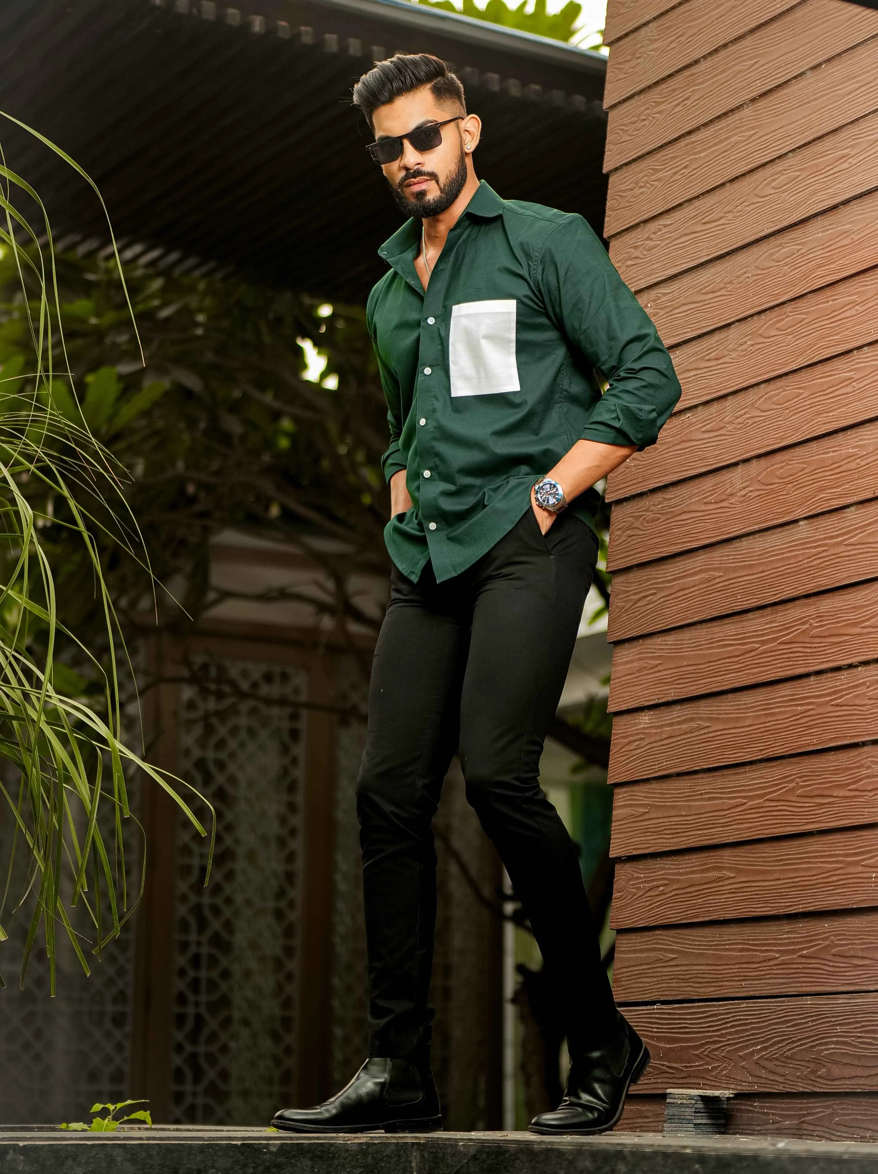Green Oxford Cotton Designer Shirt