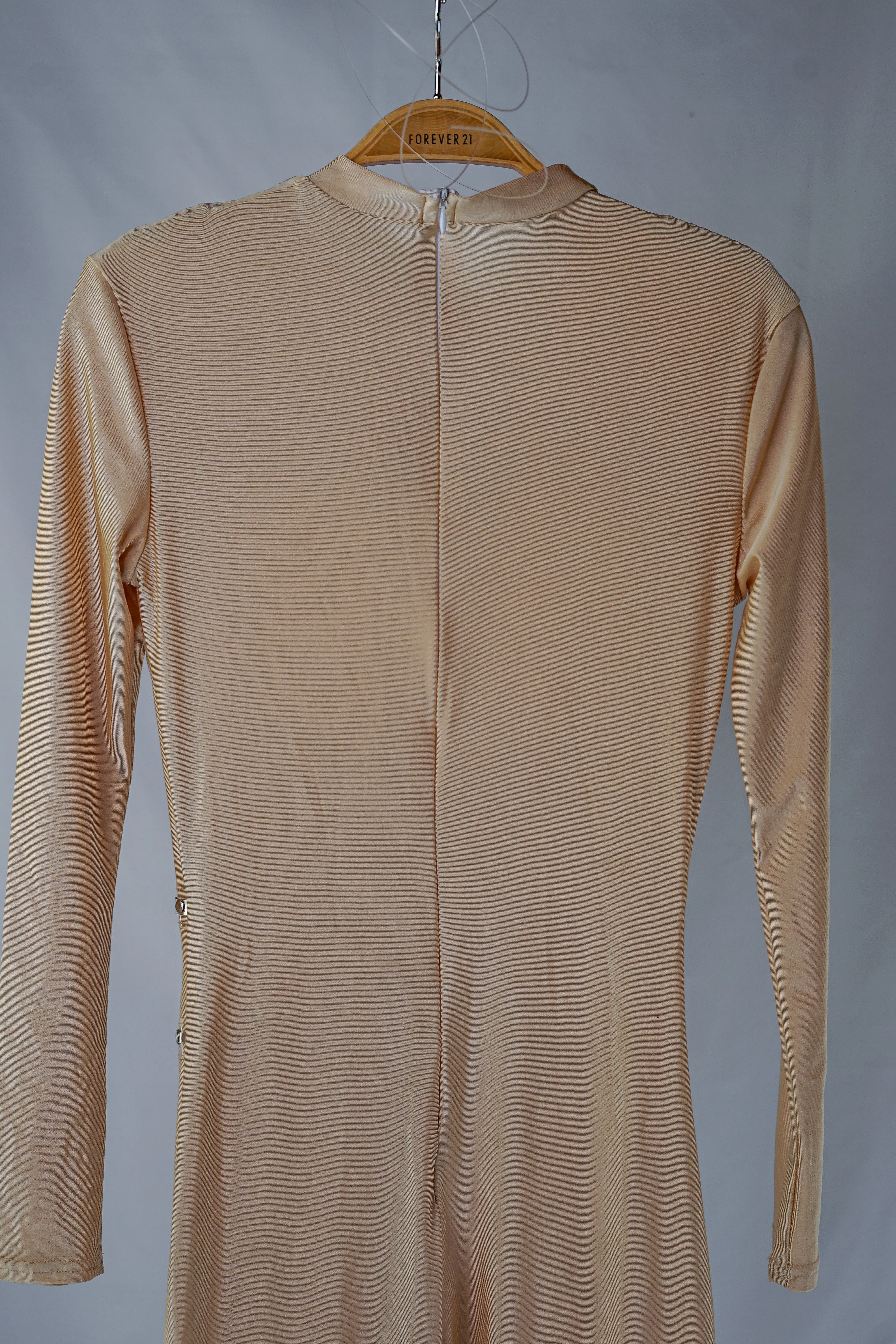 Handmade Beige Bodycon Bodysuit with Chrome Shining Details