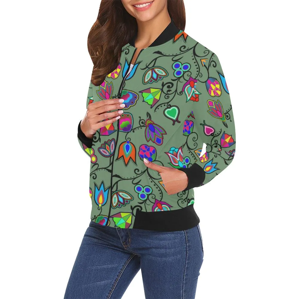 Indigenous Paisley - Dark Sea Bomber Jacket for Women