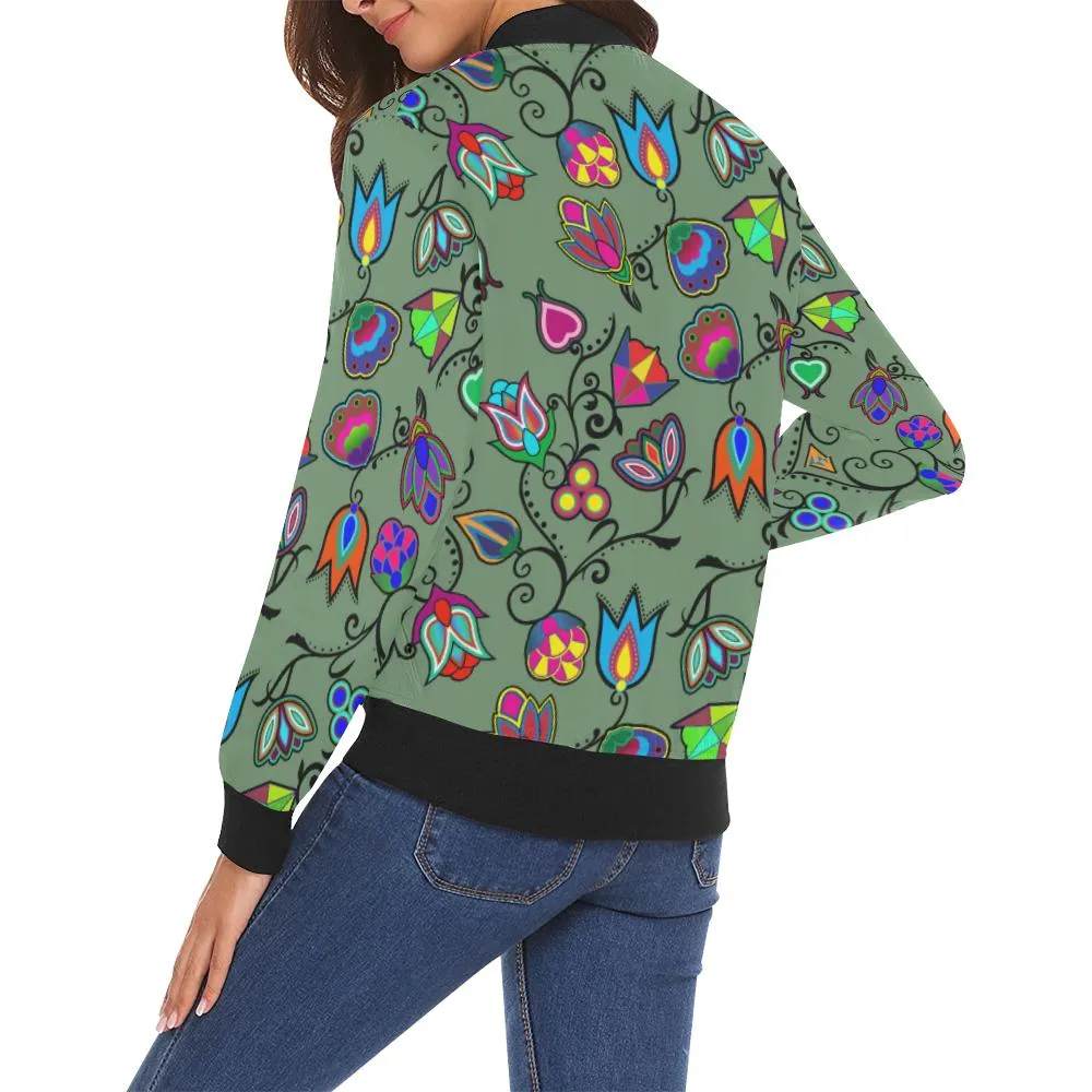 Indigenous Paisley - Dark Sea Bomber Jacket for Women