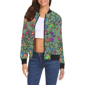 Indigenous Paisley - Dark Sea Bomber Jacket for Women