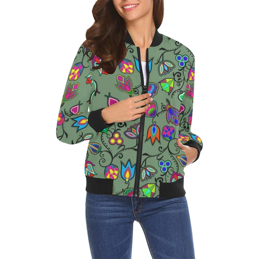 Indigenous Paisley - Dark Sea Bomber Jacket for Women