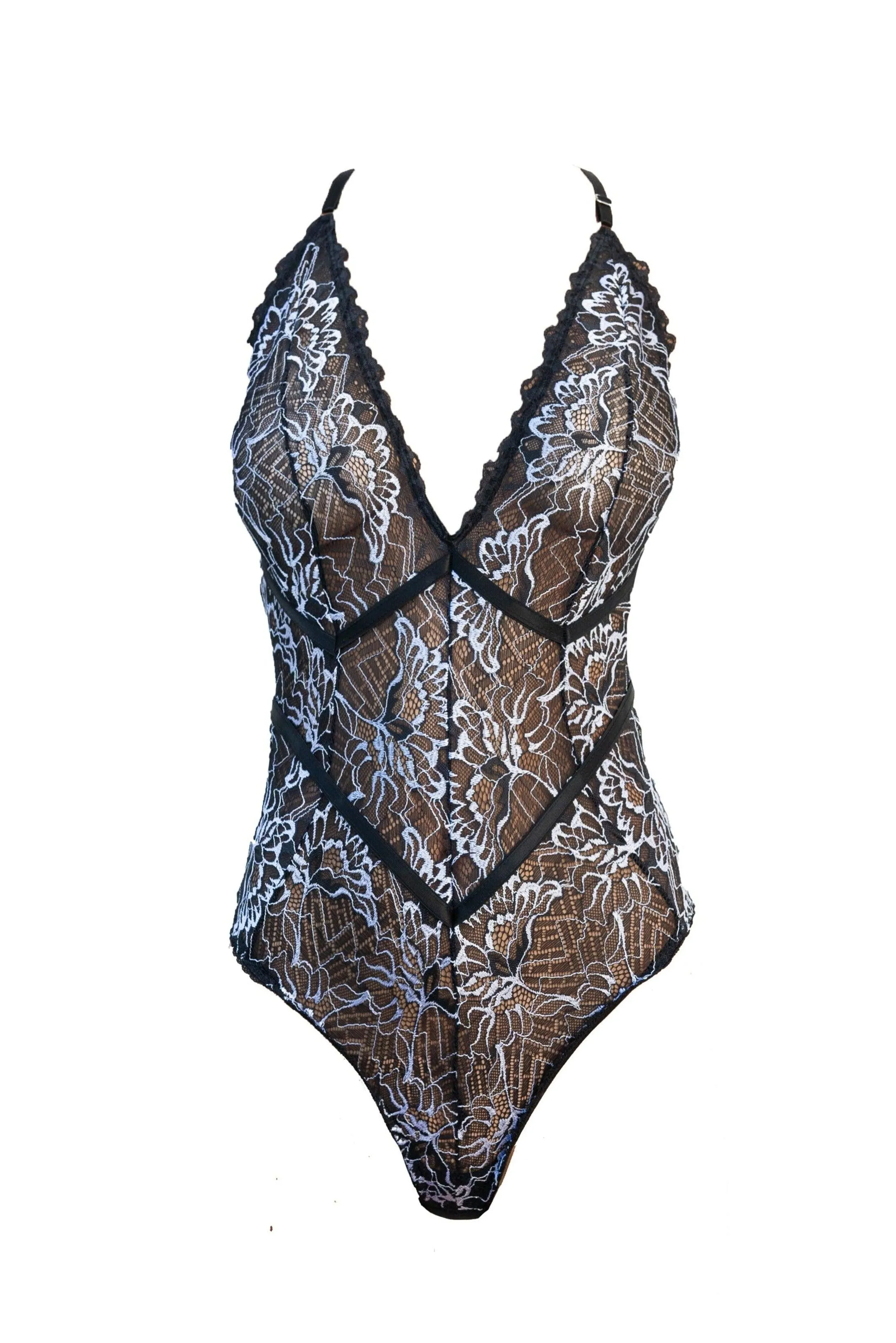 Kyoto Black and White Stretch Slim Effect Bodysuit