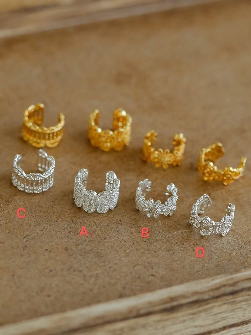 Lace Pattern Diamond Ear Cuff