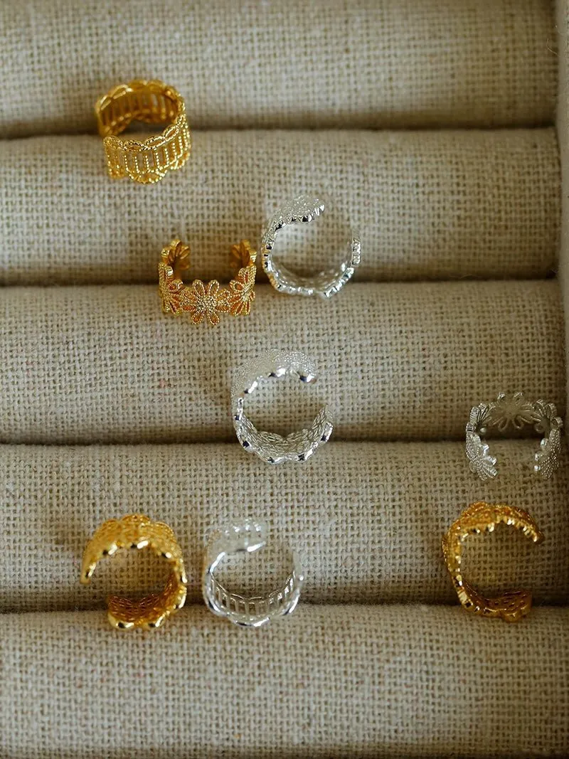 Lace Pattern Diamond Ear Cuff