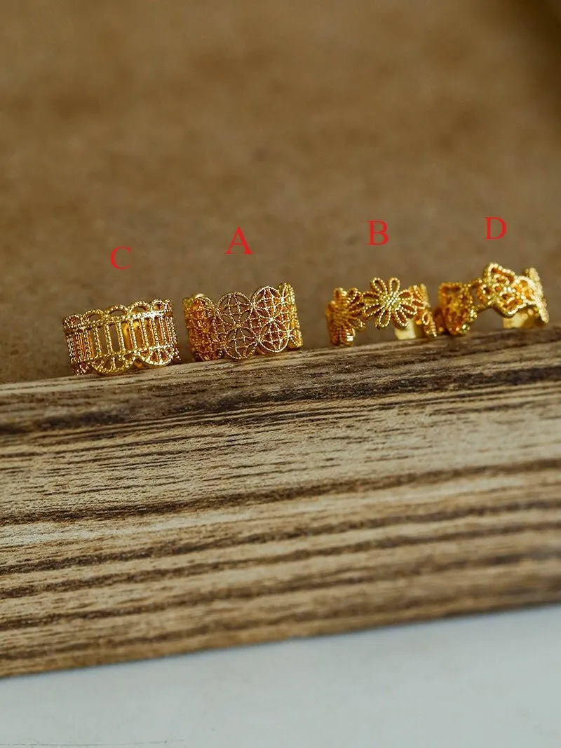 Lace Pattern Diamond Ear Cuff