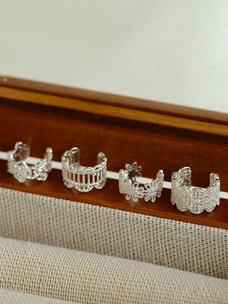Lace Pattern Diamond Ear Cuff