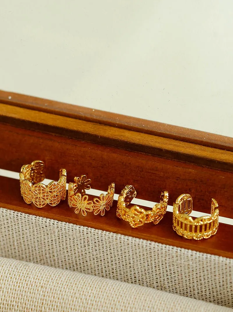 Lace Pattern Diamond Ear Cuff