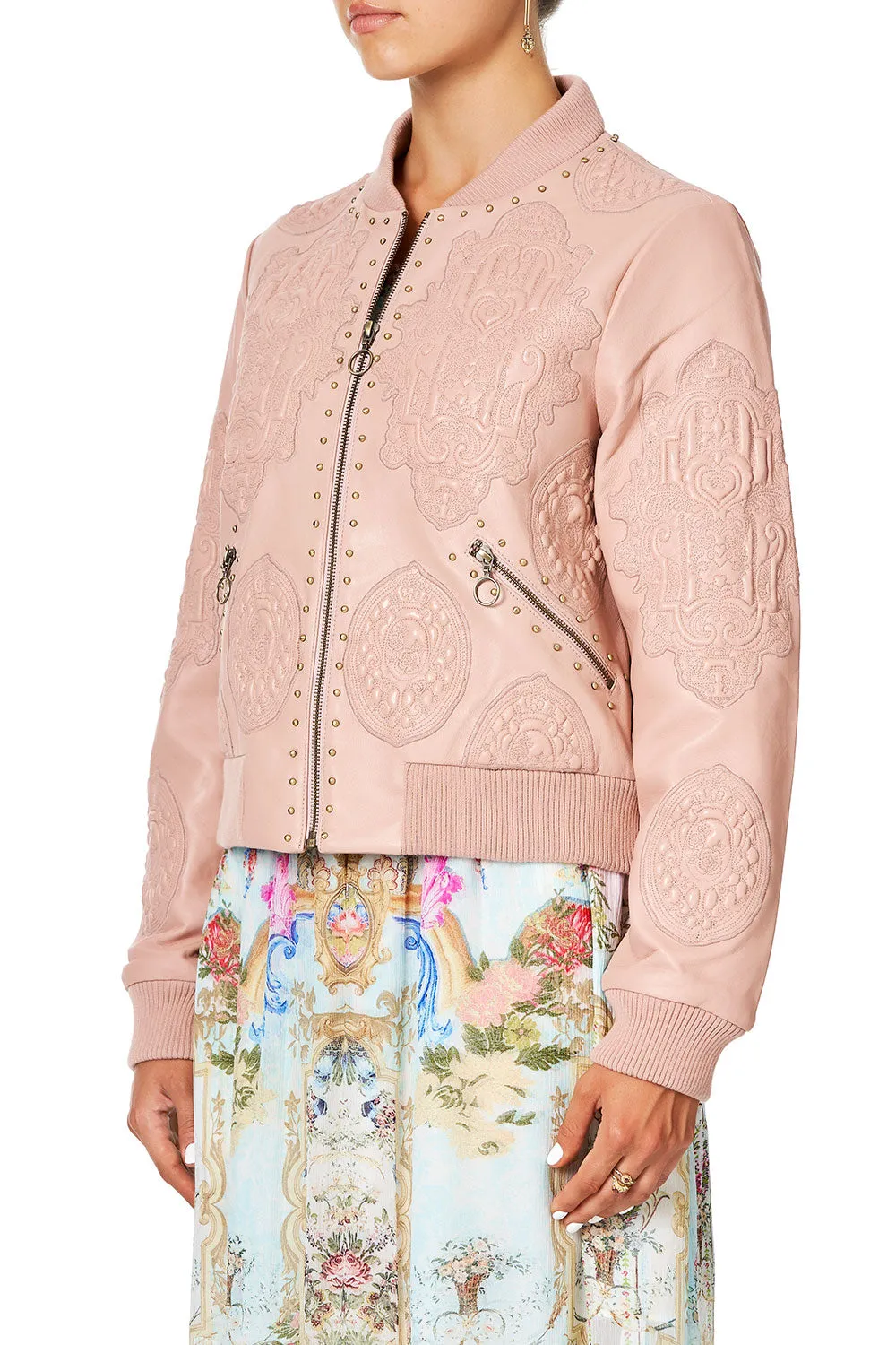 LEATHER BOMBER JACKET VERSAILLES SKY
