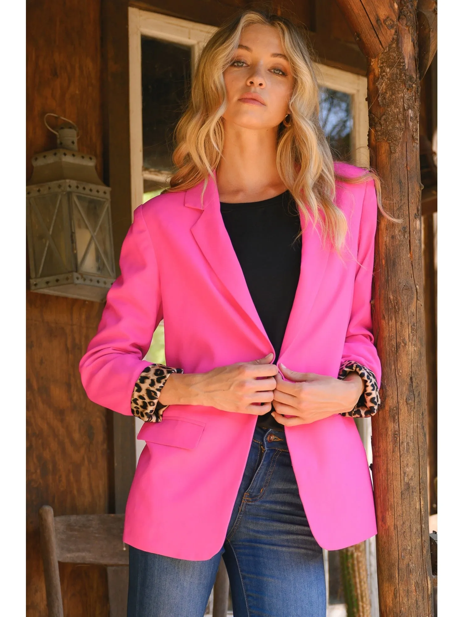 Leopard Cuff Blazer
