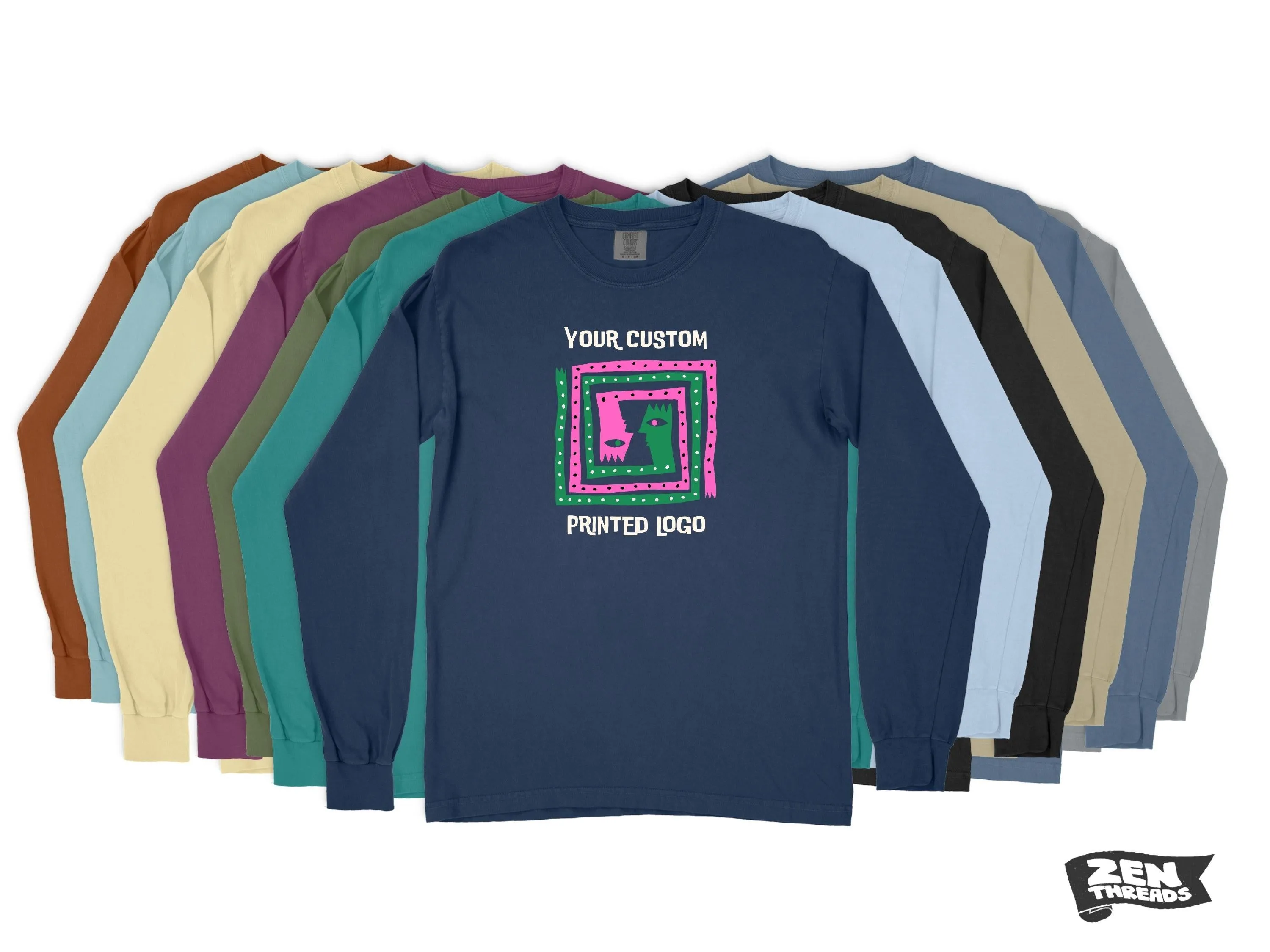 Long Sleeve Comfort Colors - CUSTOM PRINT Any Art Design Logo Full Color unisex mens womens t-shirt eco tee personalized photo team business