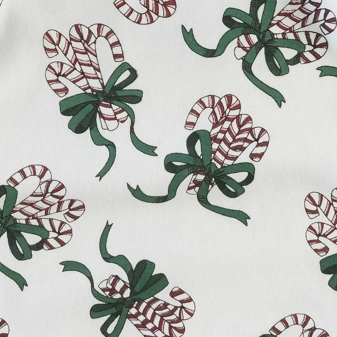 long sleeve sport henley shirt | candy canes | organic cotton interlock