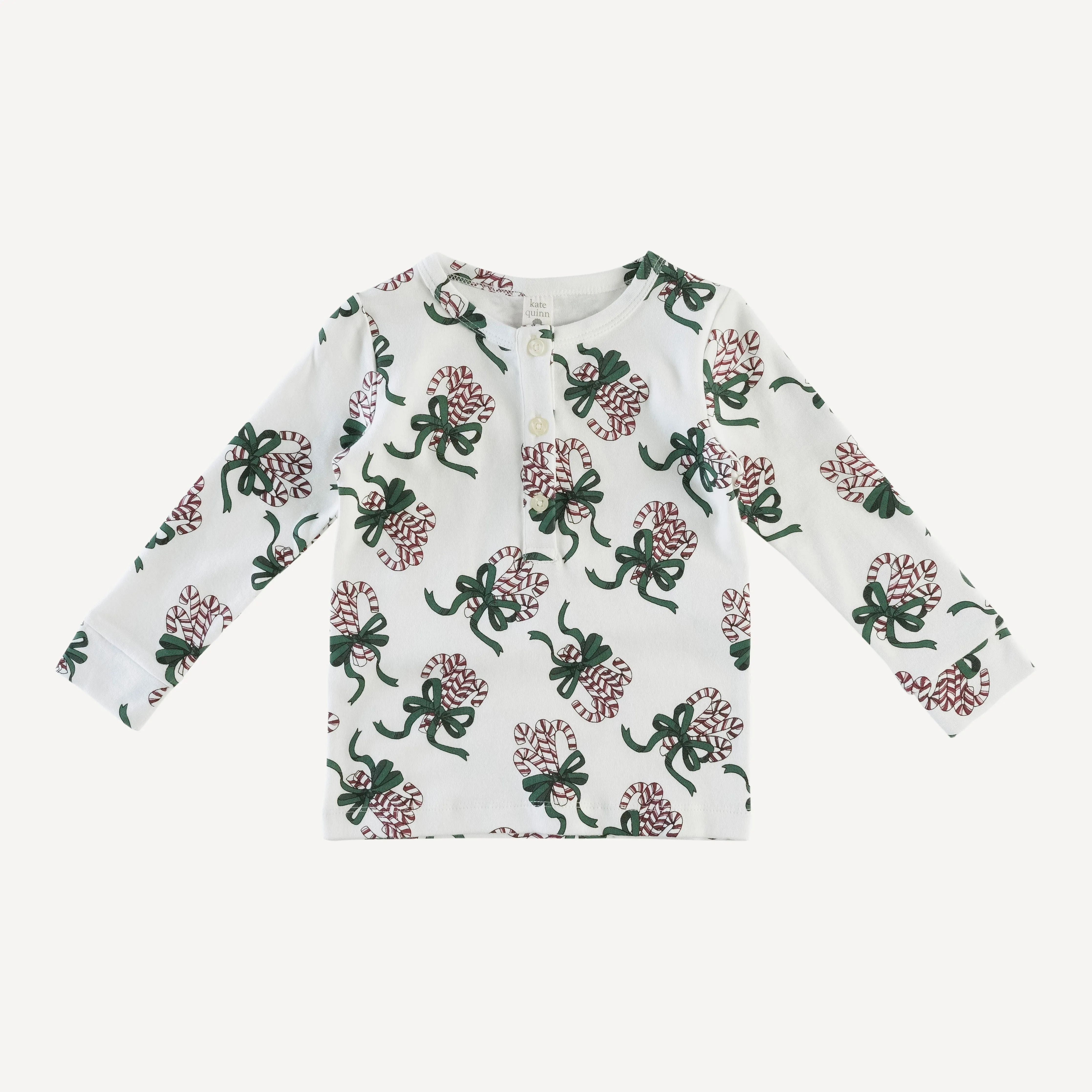 long sleeve sport henley shirt | candy canes | organic cotton interlock