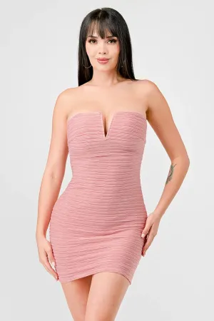 LUXE JACQUARD STRETCH OFF SHOULDER TUBE MINI DRESS