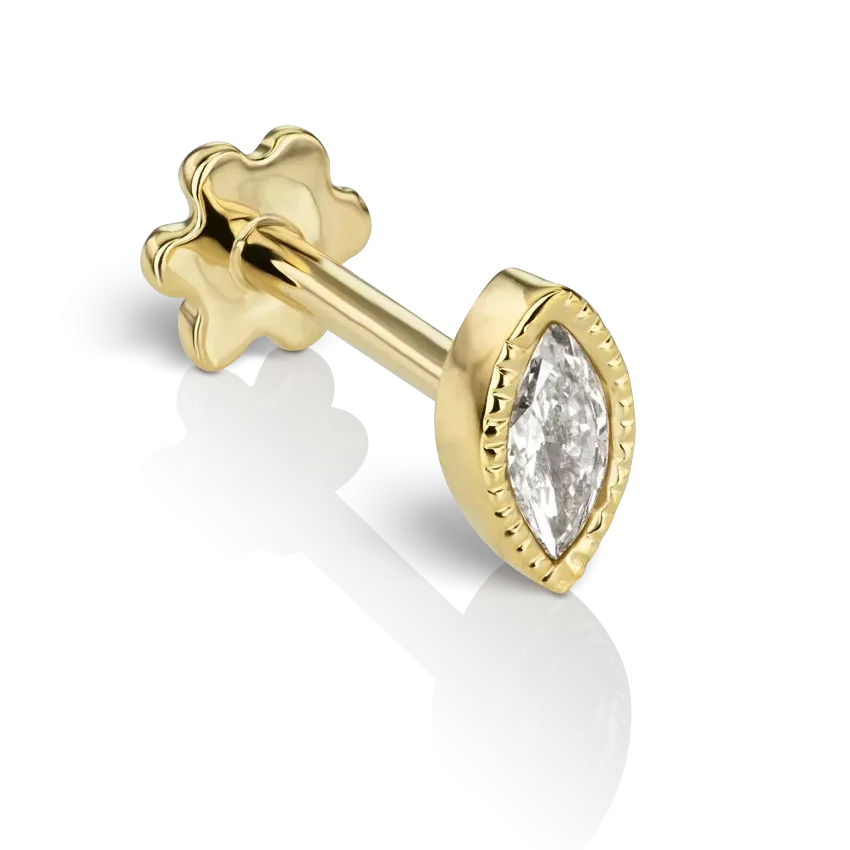 Maria Tash 4mm Scalloped Marquise Diamond Threaded Stud Earring