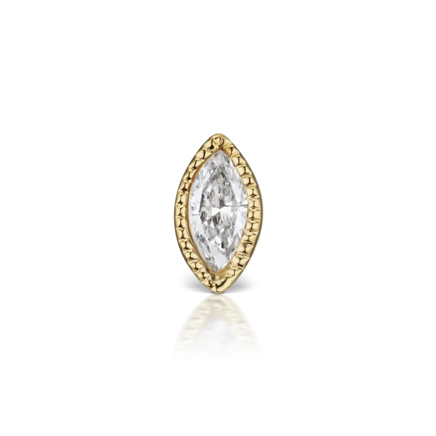 Maria Tash 4mm Scalloped Marquise Diamond Threaded Stud Earring