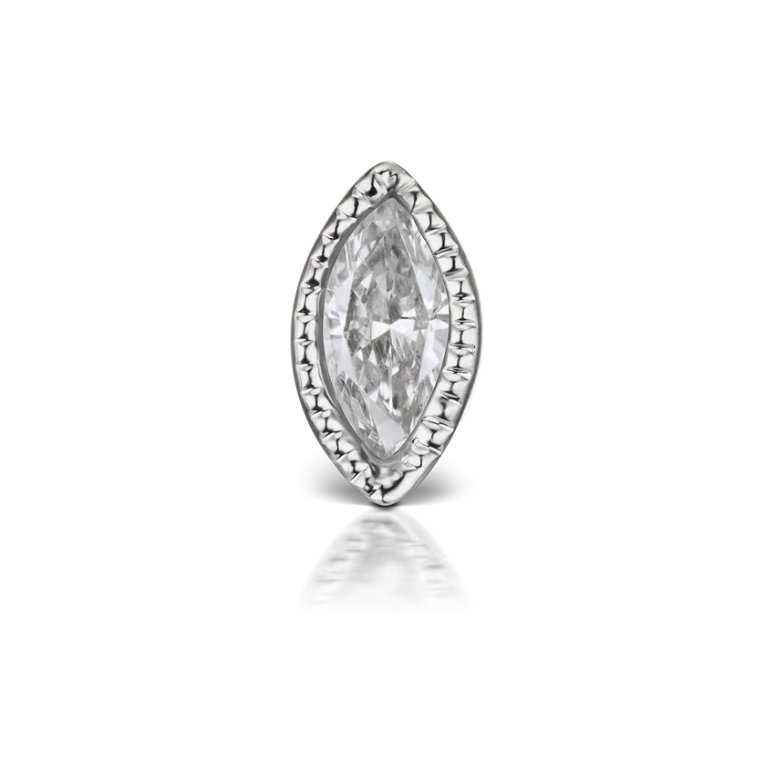 Maria Tash 4mm Scalloped Marquise Diamond Threaded Stud Earring