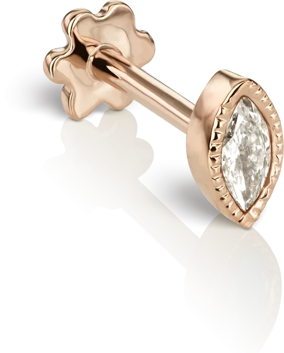 Maria Tash 4mm Scalloped Marquise Diamond Threaded Stud Earring