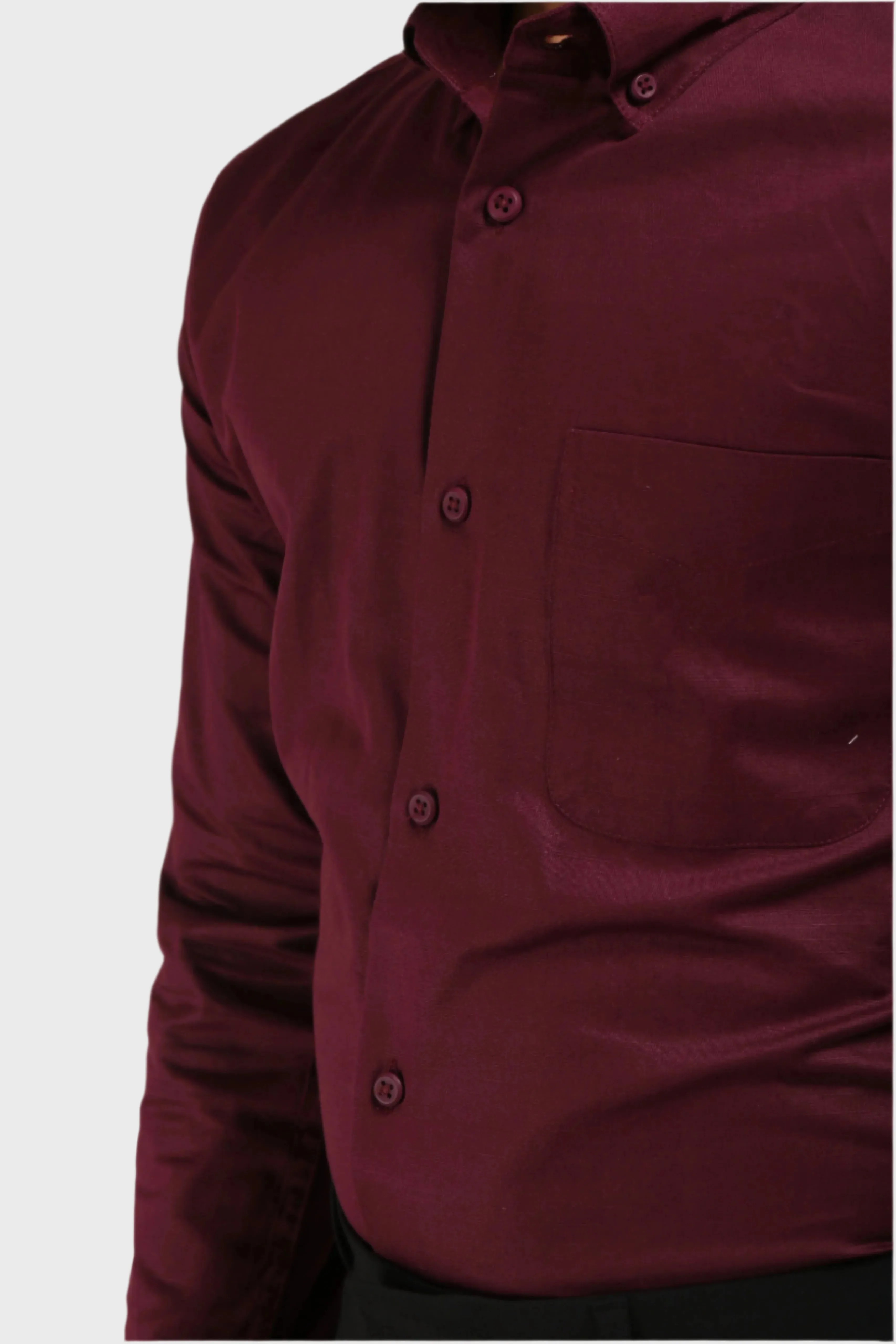 MAROON SATIN SLUB SLIM FIT SHIRT