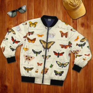 Men's Butterfly Bomber Jacket, Cottagecore, Botanicals, Butterflies, Boho,