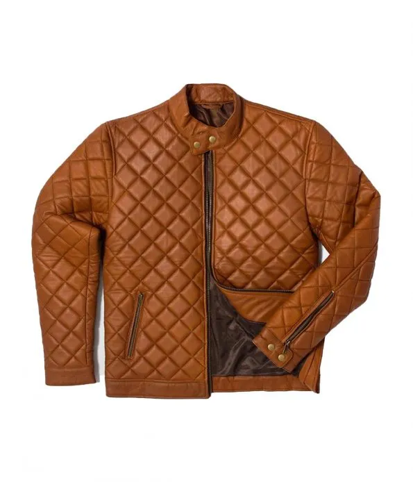 Men’s Slim Fit Quilted Biker Leather Jacket