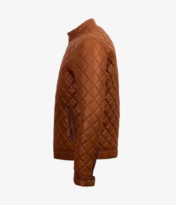 Men’s Slim Fit Quilted Biker Leather Jacket