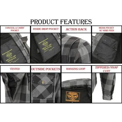 Milwaukee Performance MPM1630 Men's Armored Checkered Flannel Shirt with Aramid® by DuPont™ Fibers-Grey/Black