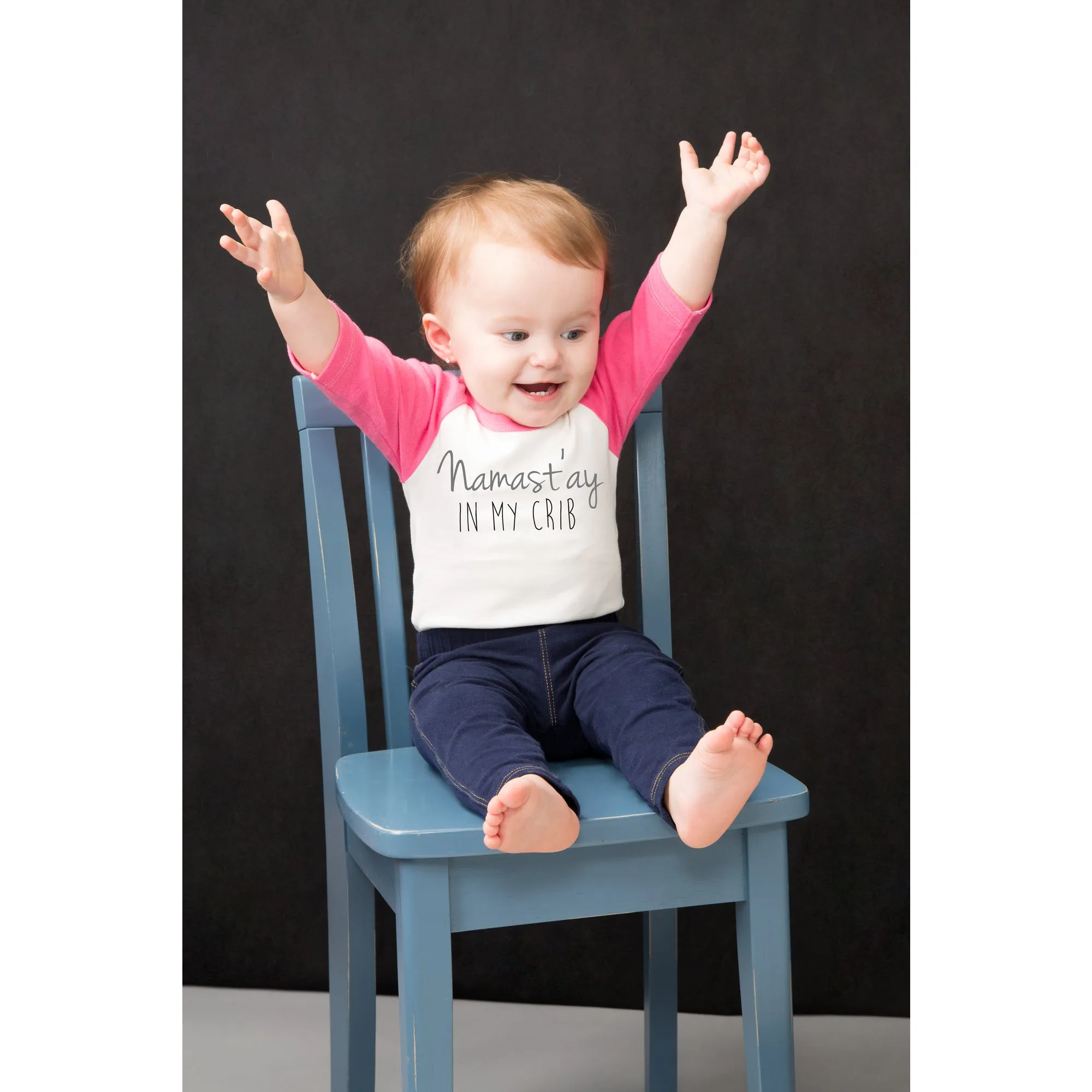 Namast'ay 3/4 Length Pink Sleeve Onesie