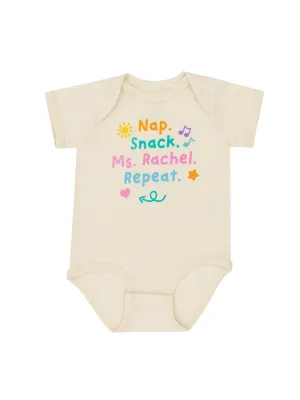 Nap. Snack. Ms. Rachel. Repeat baby bodysuit