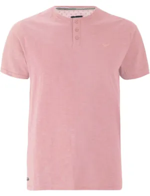 Oliver Cotton Slub Henley T-Shirt in Pink