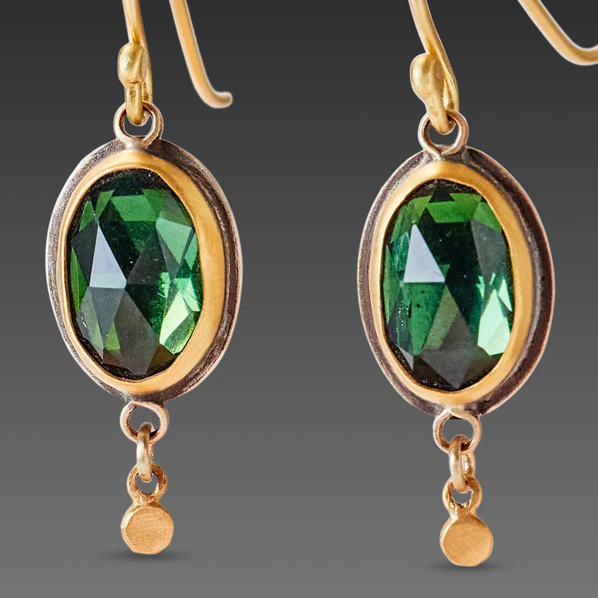 Oval Green Tourmaline Earrings