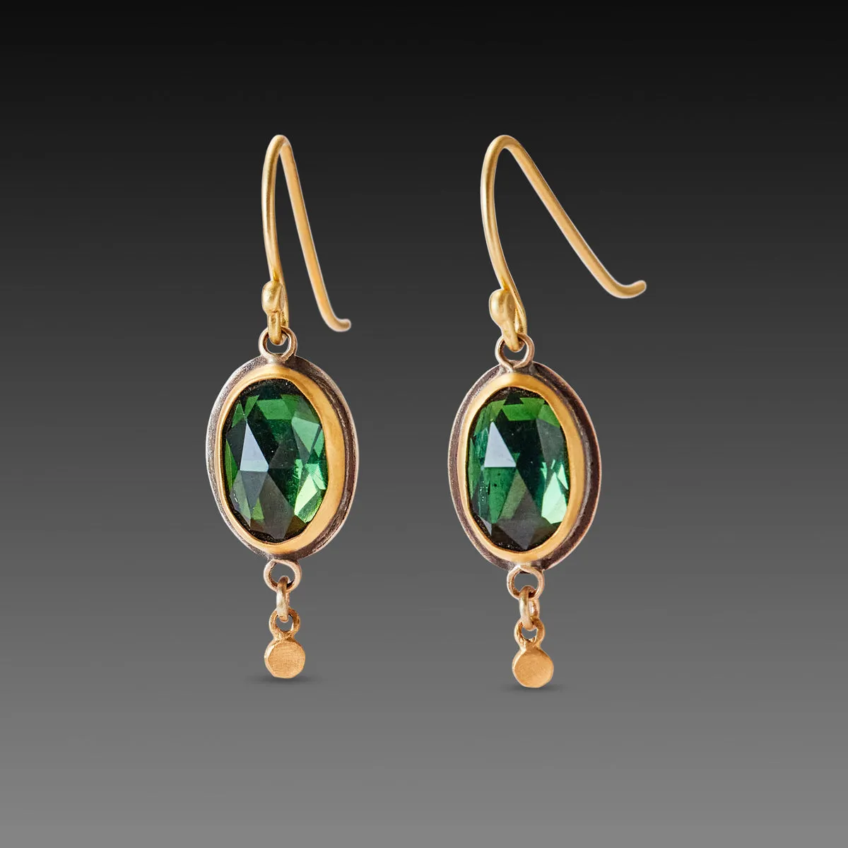 Oval Green Tourmaline Earrings