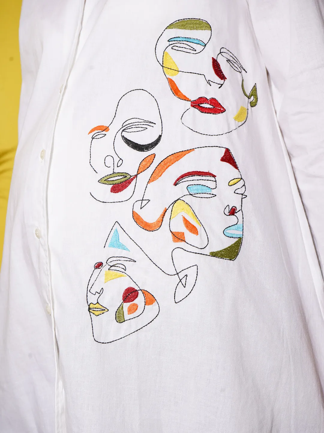 PALAK - MULTICOLOR FACE EMBROI MATERNITY SHIRT