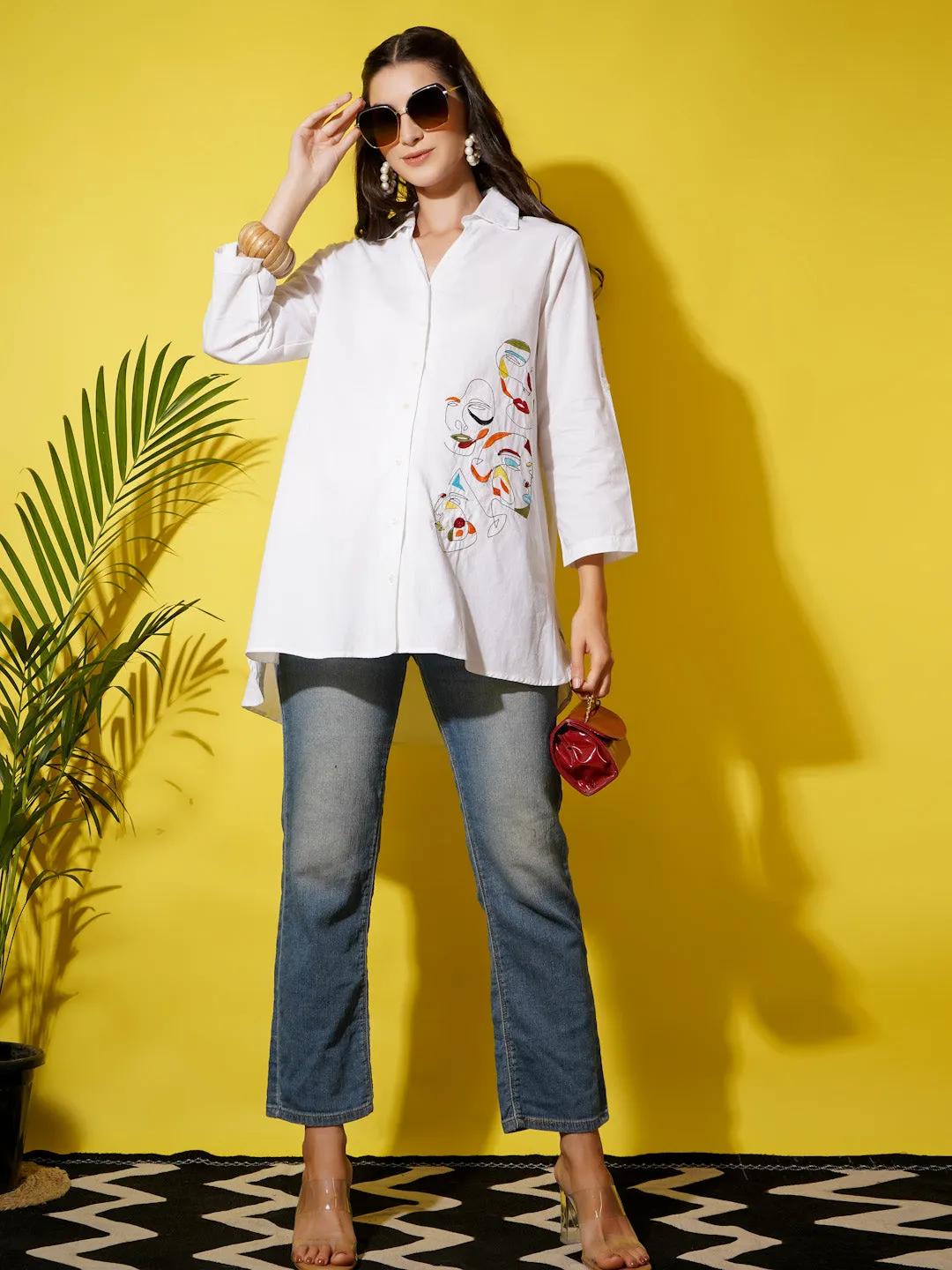 PALAK - MULTICOLOR FACE EMBROI MATERNITY SHIRT