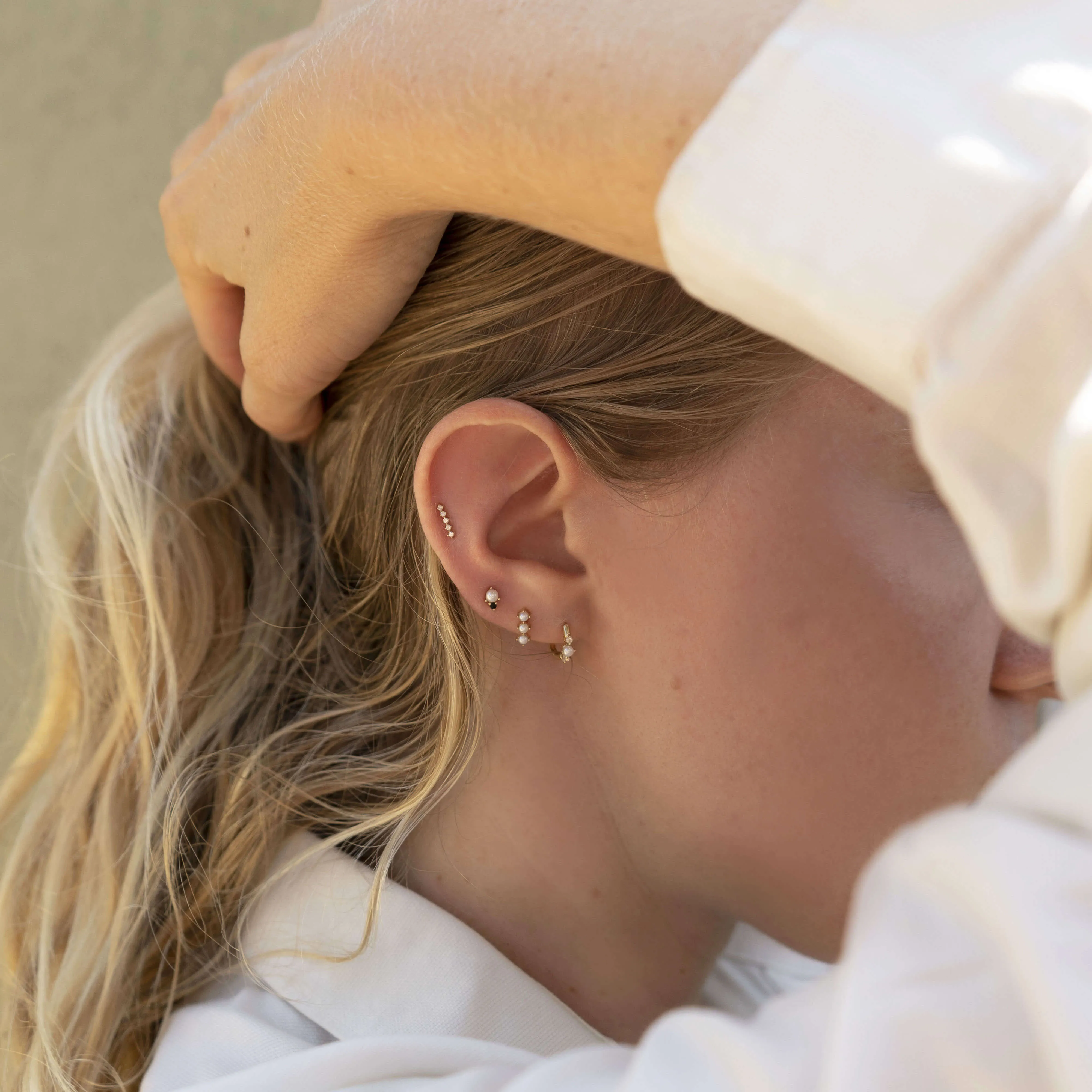 Pearl and Black Onyx Stud