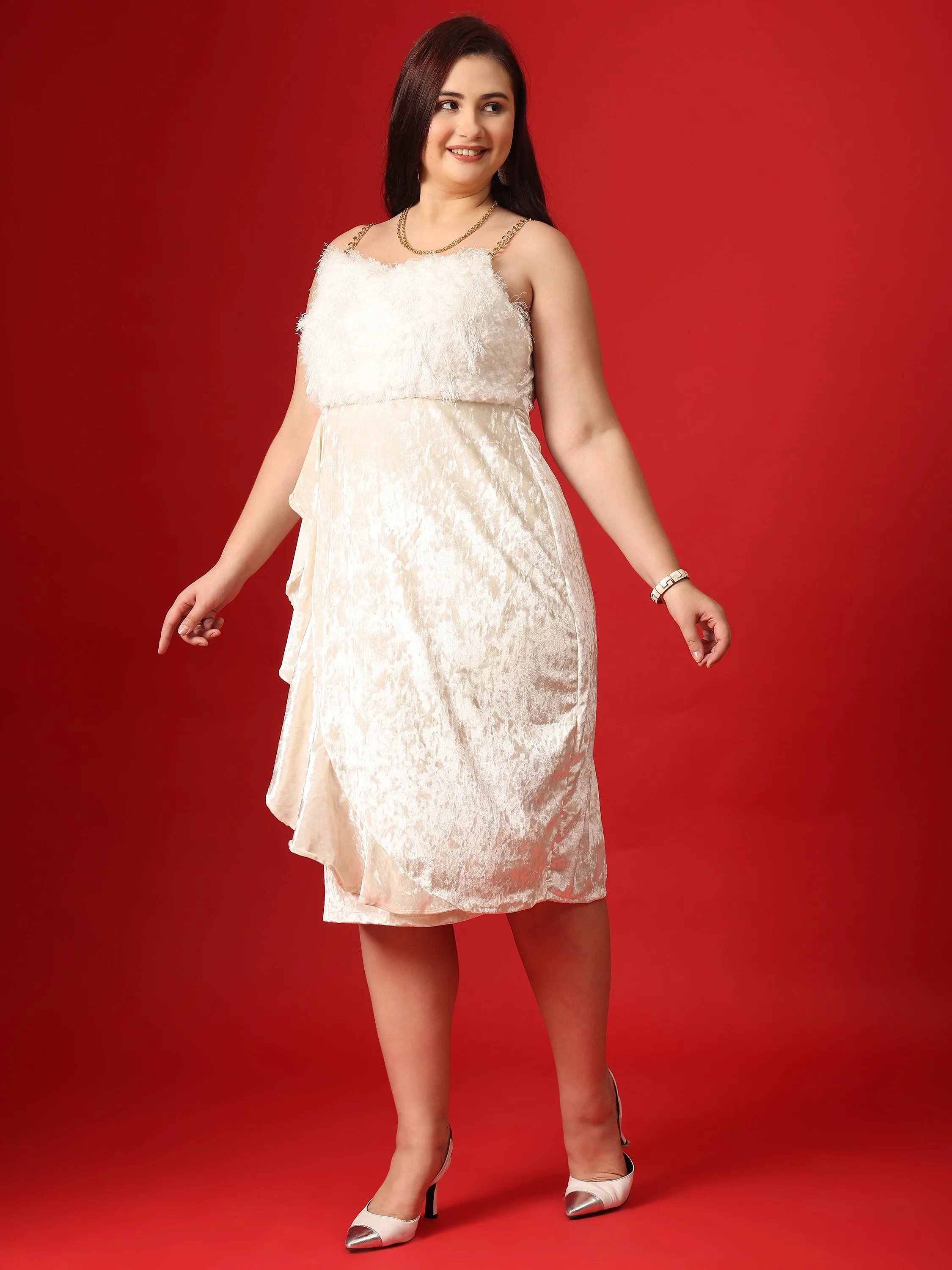 Pearl White Velvet Bodycon Dress
