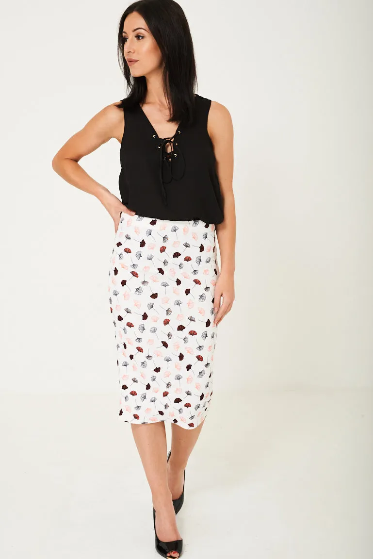 Pencil Skirt in Poppy Flower Print