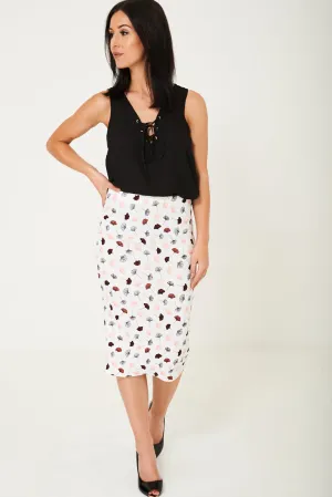 Pencil Skirt in Poppy Flower Print