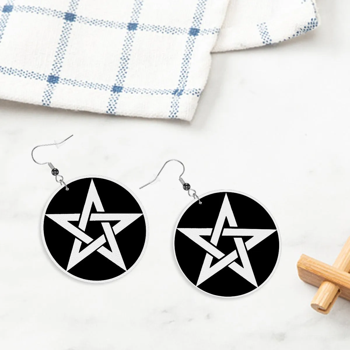 Pentagram Circle Drop Earrings