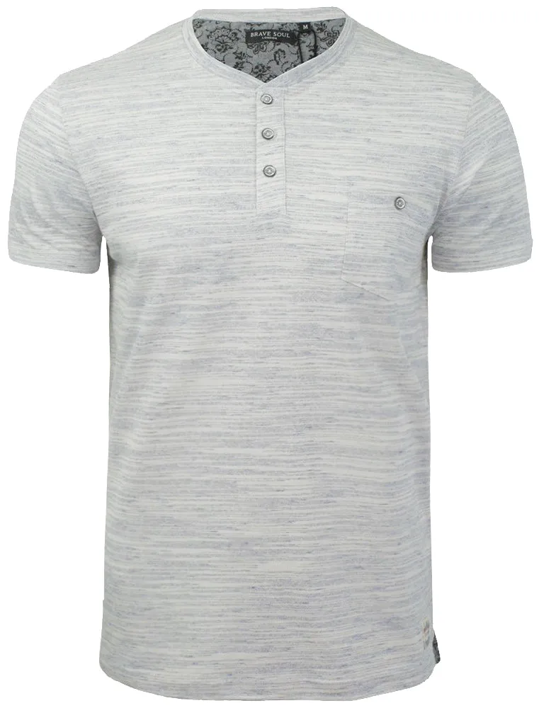 Petrak Space Dye Henley T-Shirt in Blue / Ivory