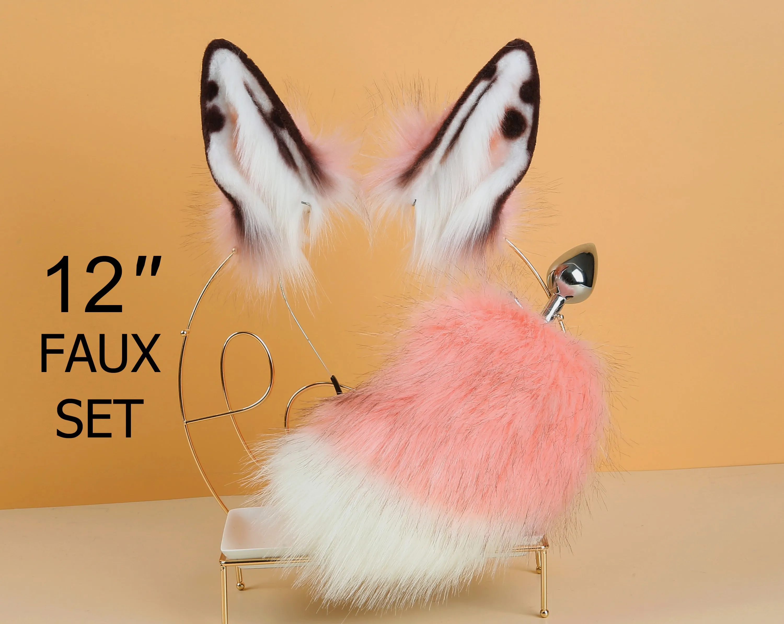 pink bunny tail plug and ear set bunny tail butt plug tail and ear plug set rabbit tail buttplug bunny ear rabbit ear petplay sextoy mature