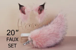 pink fox tail plug and ear set wolf tail buttplug and ear fox tail butt plug tail kitten ear petplay anal plug ass sextoyfor couple