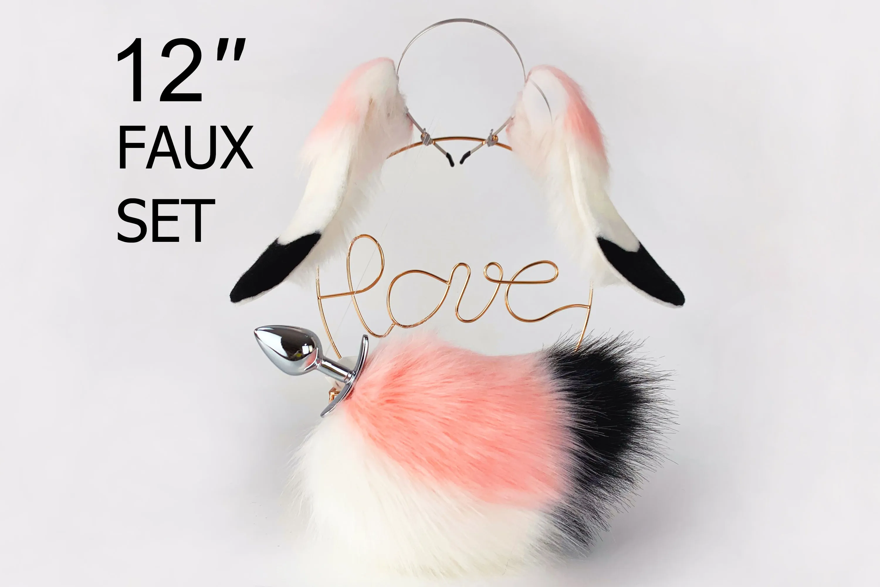 pink lop bunny ear and tail plug set bunny petplay ear and tail butt plug set realistic rabbit tail plug and ear set bunny cosplay mature