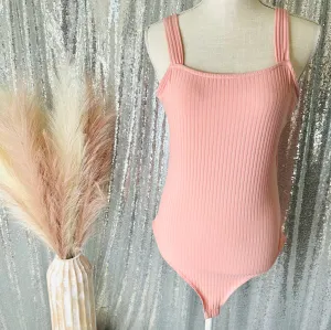 Pink Striped Tank Bodysuit
