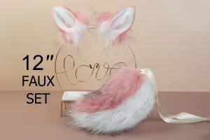 pink white bunny ear and tail plug set rabbit tail butt plug and ear tail buttplug and ear anal plug tail cosplay sextoy for couple