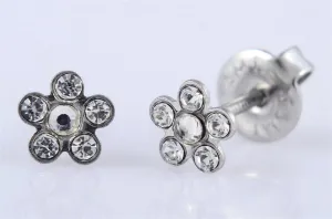 Pre-Sterilised Hypoallergenic Steel 6mm Flower Crystal Earrings (1 pair) - 51-662