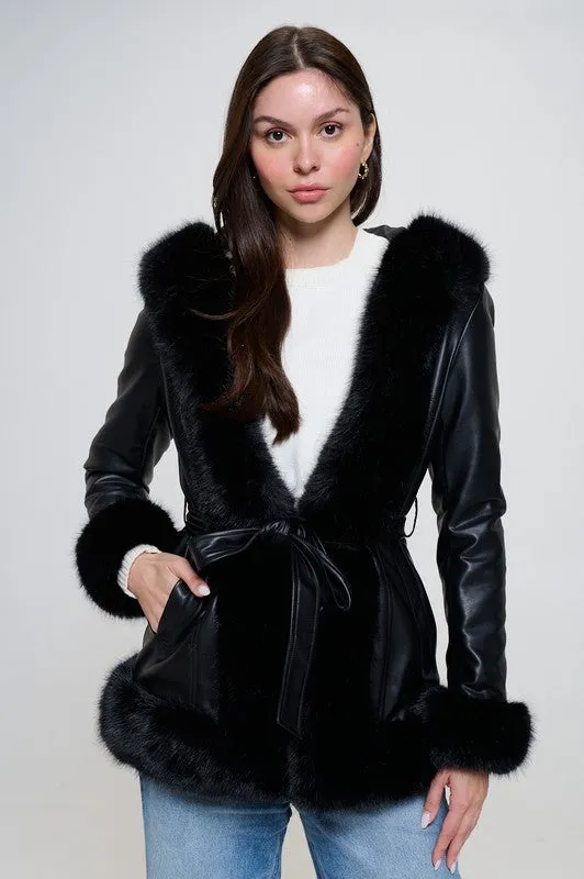 PREMIUM Butter Soft Faux Leather & Fur Coat
